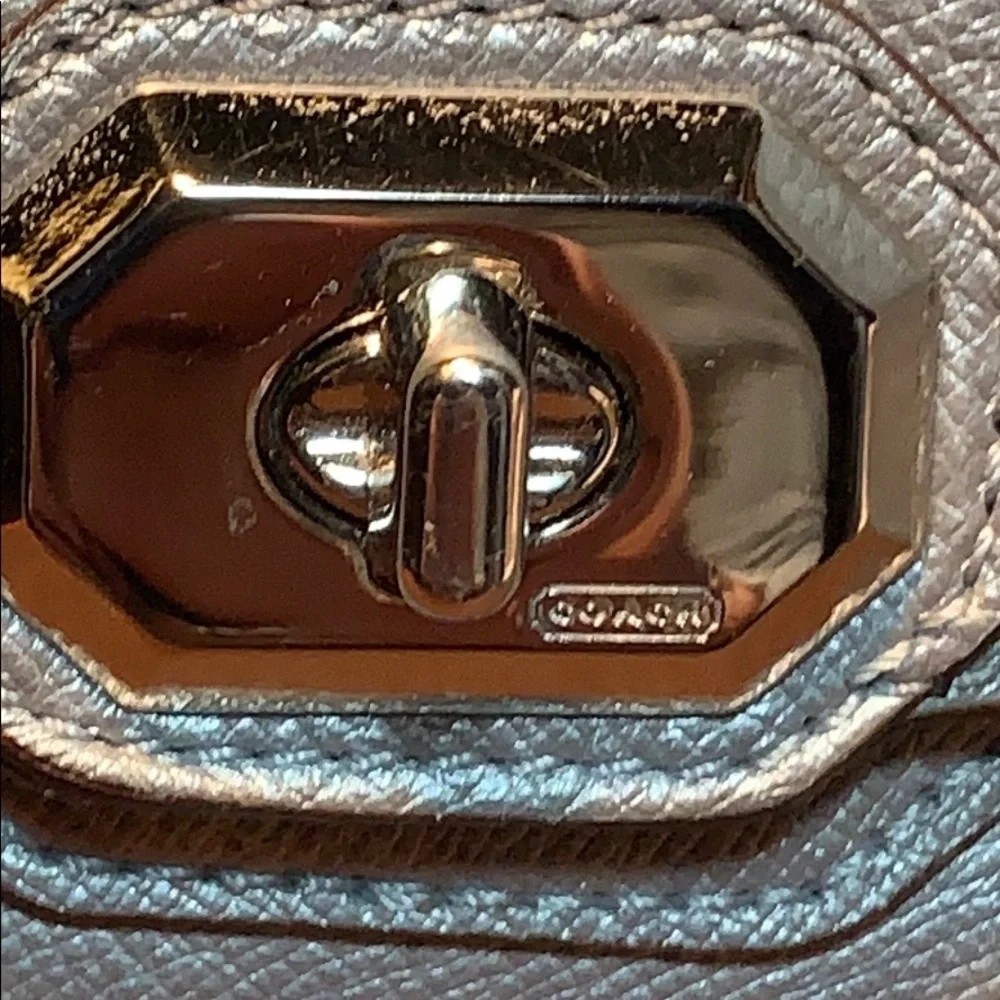 Coach Silver Metallic leather shoulder/satchel bag